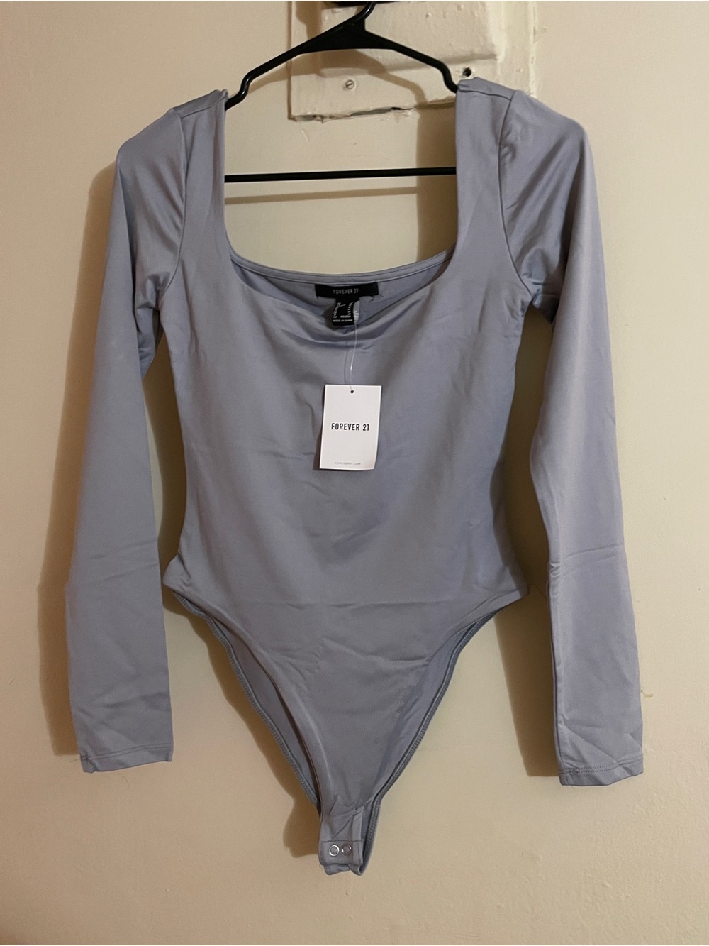 Forever 21 Light Gray Scoop Neck Long Sleeve Top
